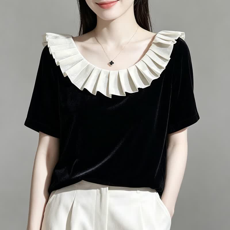 Women s Mulberry Silk Velvet Short Sleeve T-Shirt XXXL