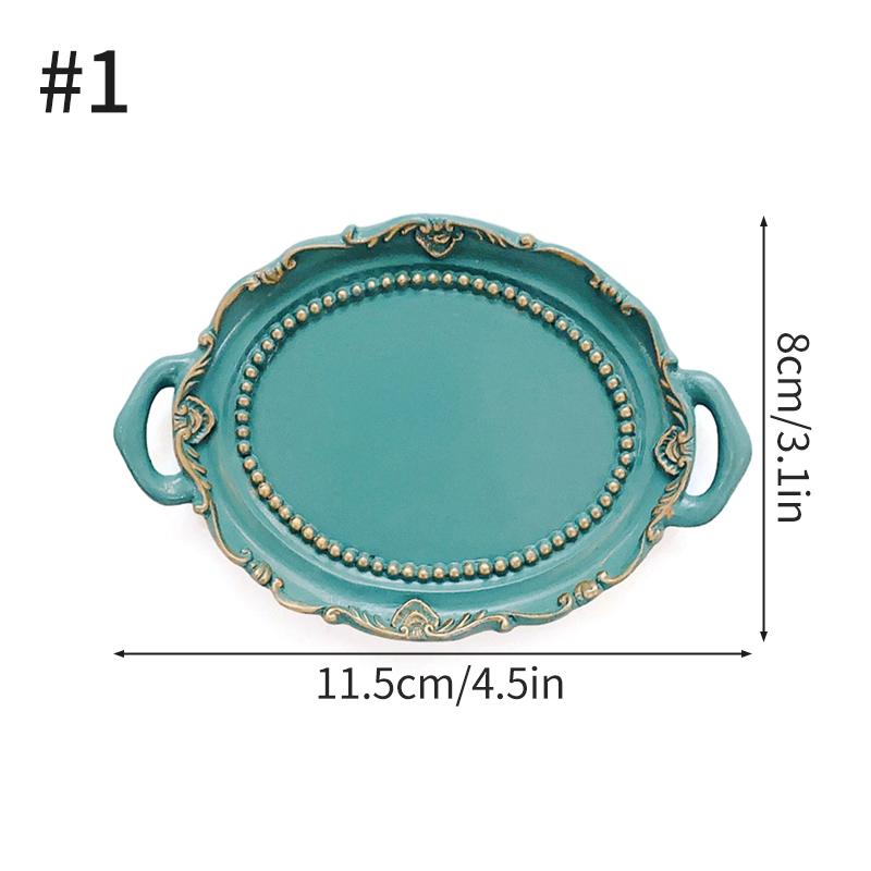 European Retro Storage Tray Resin Candle Jewelry Earrings Display Jewelry Storage Decoration Tray Resin Dish Plate Photo Props