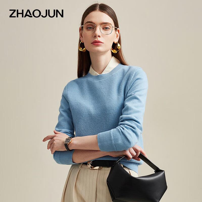 

Женский кашемировый пуловер однотонного цвета с круглым вырезом S