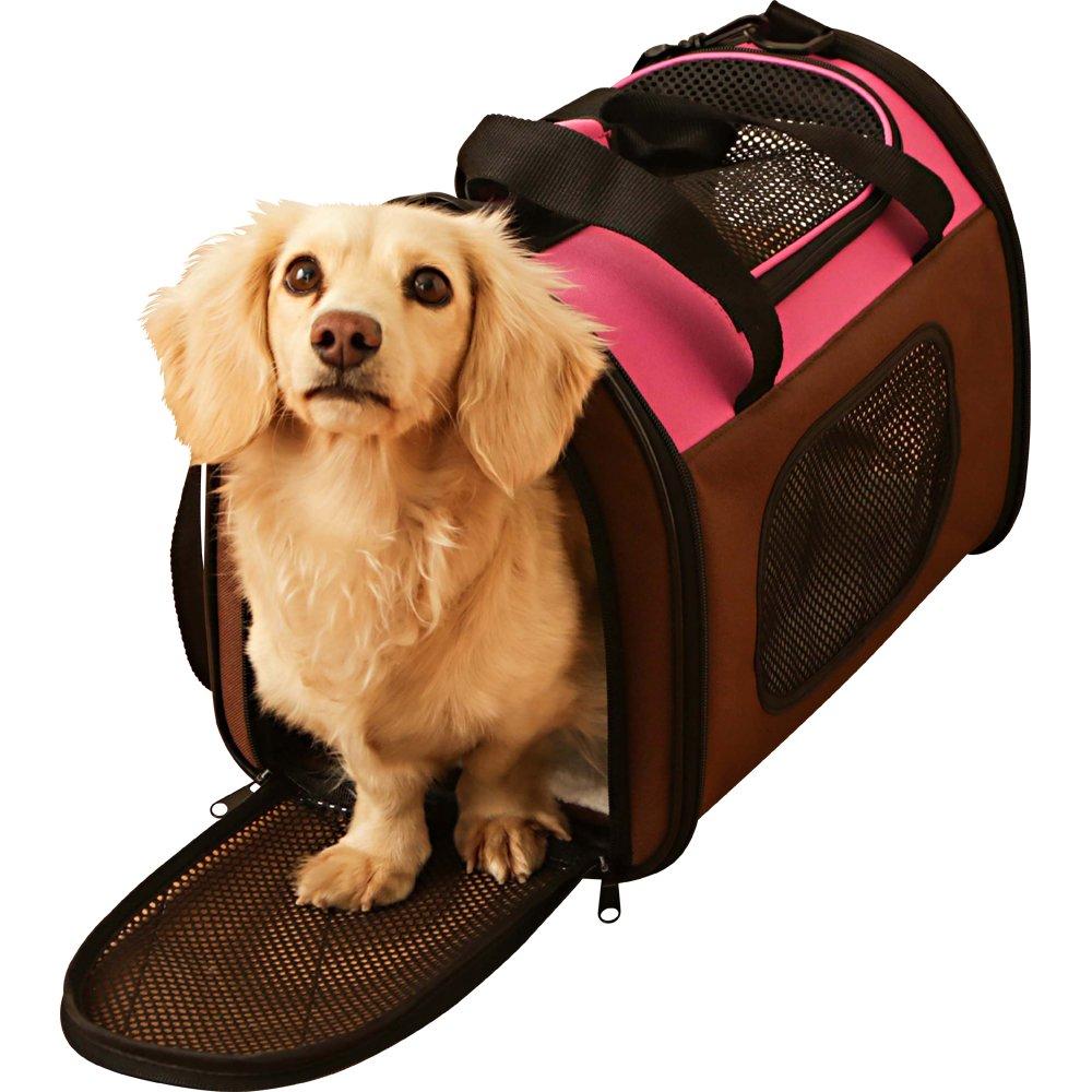 

Iris Ohyama Folding Dog and Cat Carrier with Seatbelt Small Size for Extra Small Dogs and Cats Storage, Securement, Pink, розовый