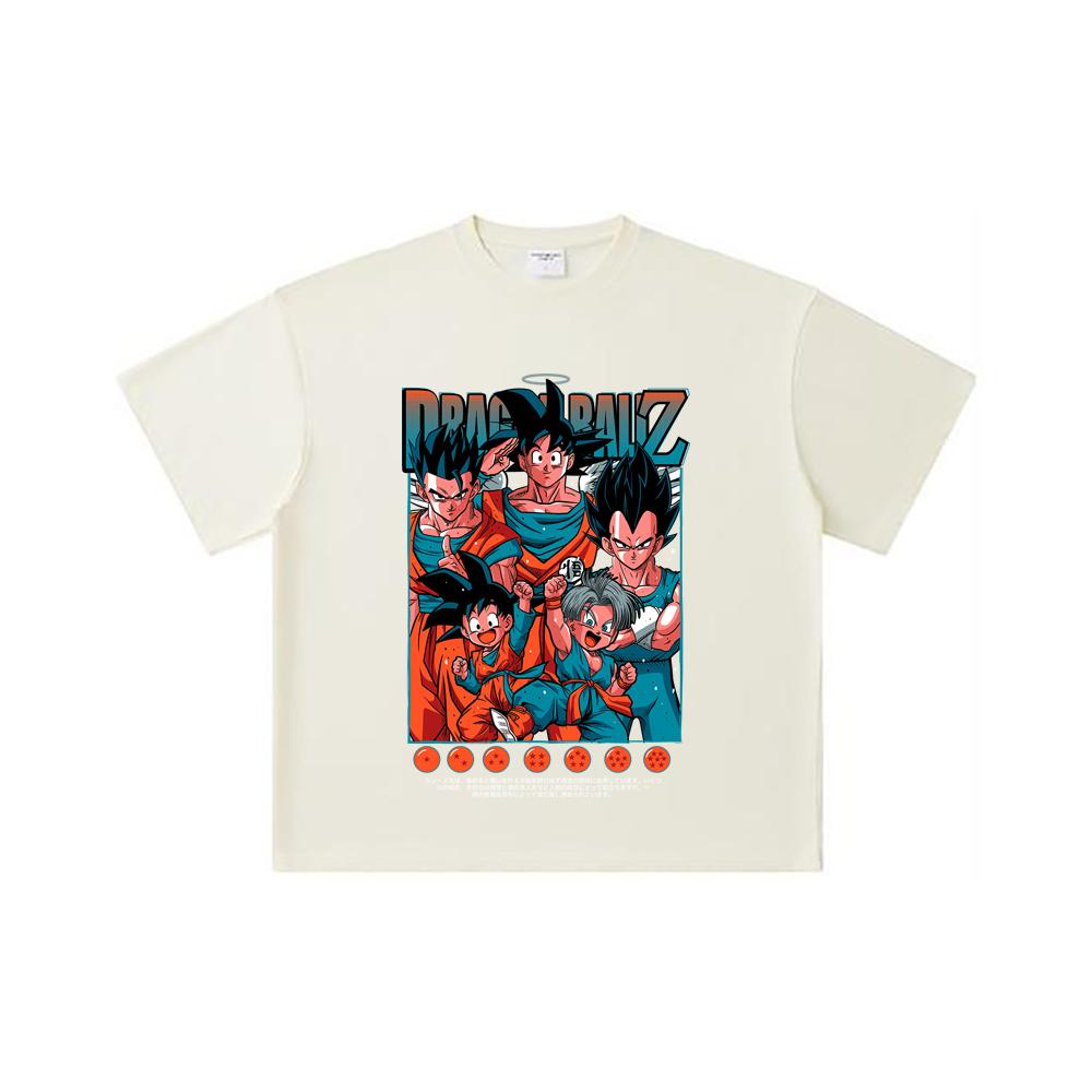 260 GSM Double Yarn 32 Count 100% Cotton Dragon Ball V37 Print Unisex Heavy Cotton T Shirt