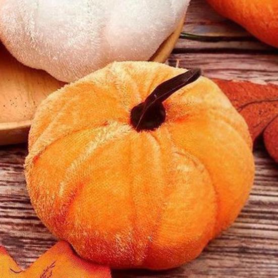 Artificial Velvet Pumpkin Decoration Foam Faux Flocked Pumpkin for Fall Harvest Party Thanksgiving Halloween Home Table Centerpiece