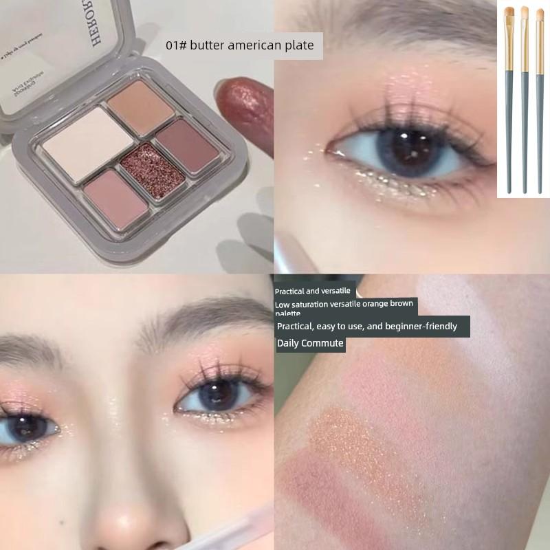 Blue and Black Diamond in the Debris Smoky Makeup! Five Colors Eye Shadow Plate Matte Shimmer Cement Gray Earth Color Makeup 2025 New Arrival