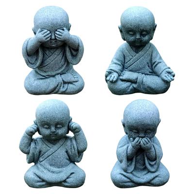 Mini Buddha Statue Resin Little Monk Figurine Collectible Micro Landscape Sculpture for Desktop Car Office Decor Ornament