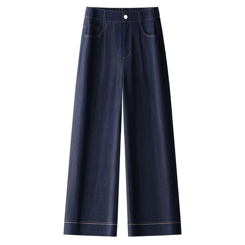 

Women s Summer 2025 Dark Blue High-Waisted Wide-Leg Cropped Jeans Large