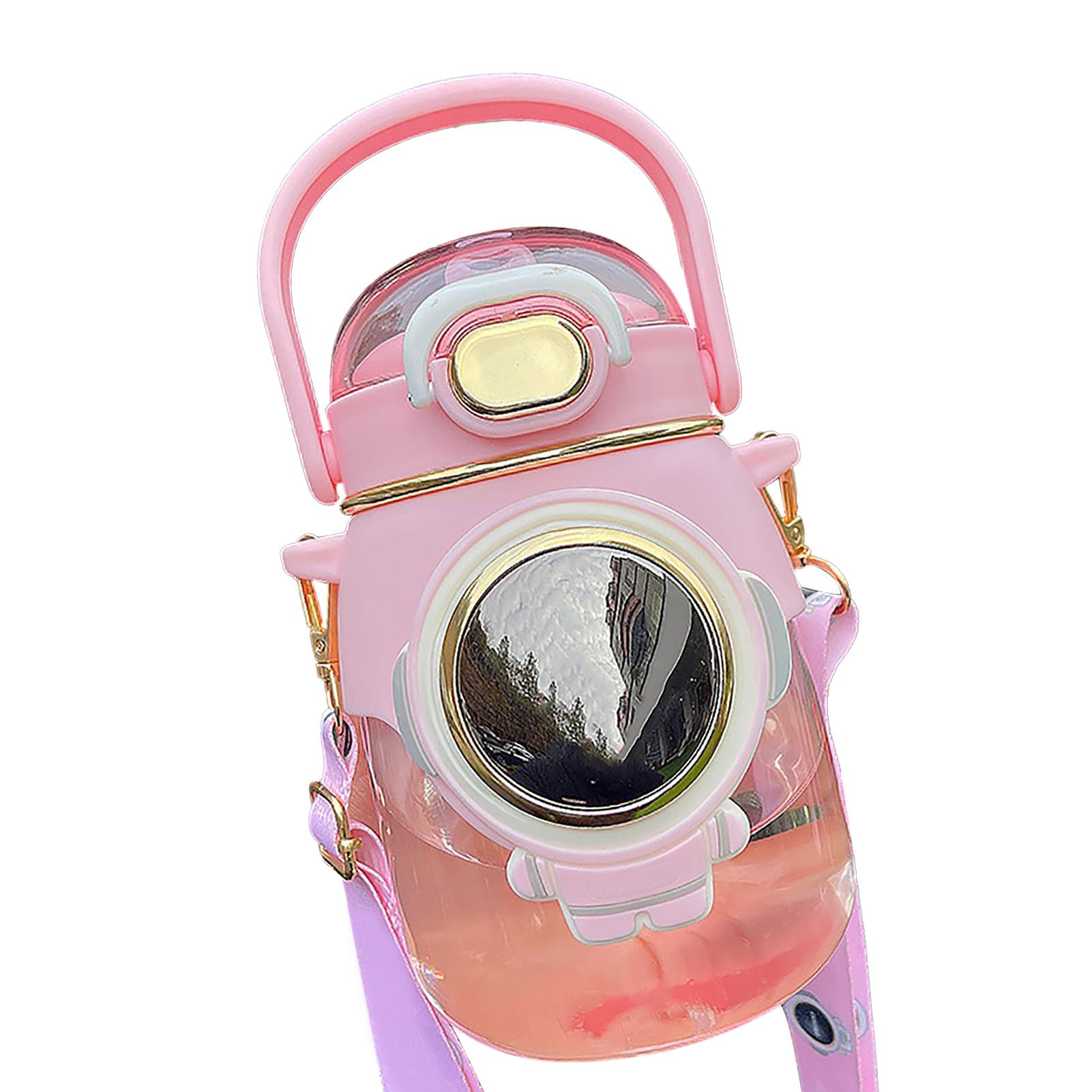 Kids Straw Water Bottle   Cute Large Capacity Girls Portable Plastic Water Bottle Cup for Sports School