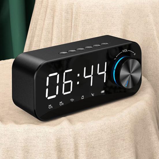 LED Digital Dual Alarm Clock Bluetooth-compatible Bass Speaker with TF AUX Music Player
