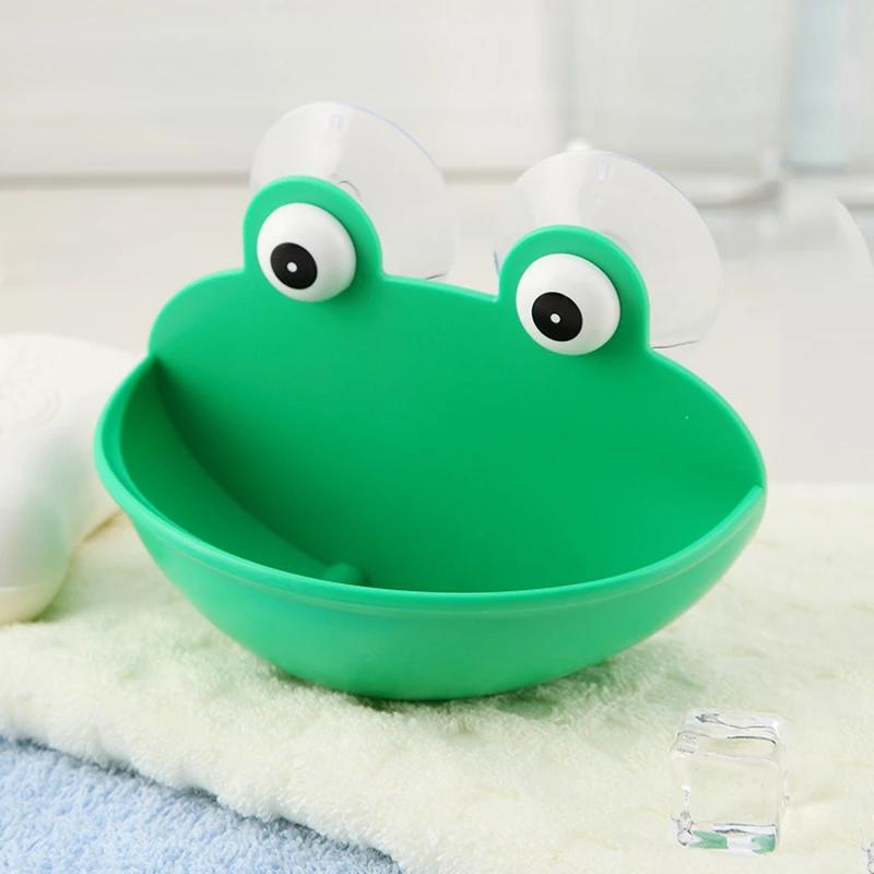 Creative Frog Soapbox Soap Holder Suction Cup Durable Shower Wall Bathroom Soap Drain Water Case For Dishes Pads Soap Container