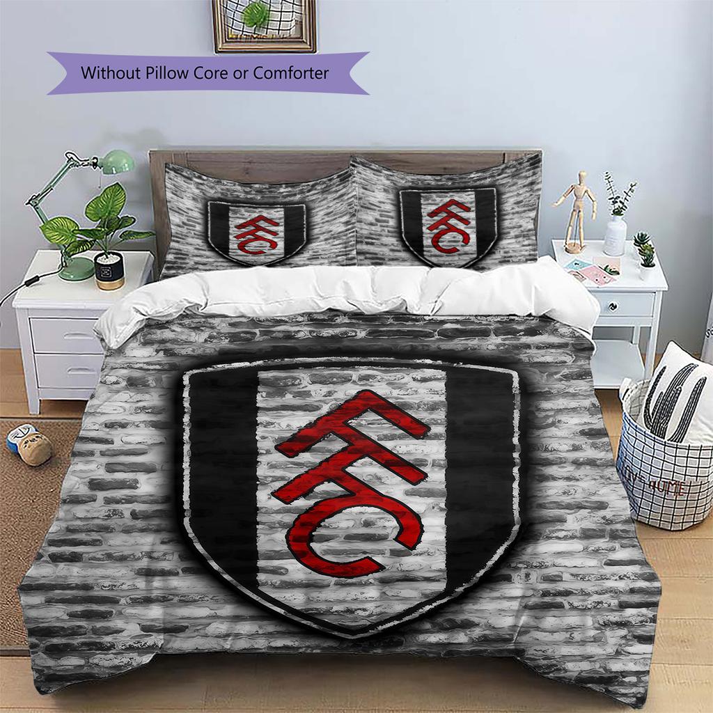 Fulham FC Pattern Bedding Quilt Set Home Decoration Gift (1 * duvet cover + 2 * pillowcase without core)