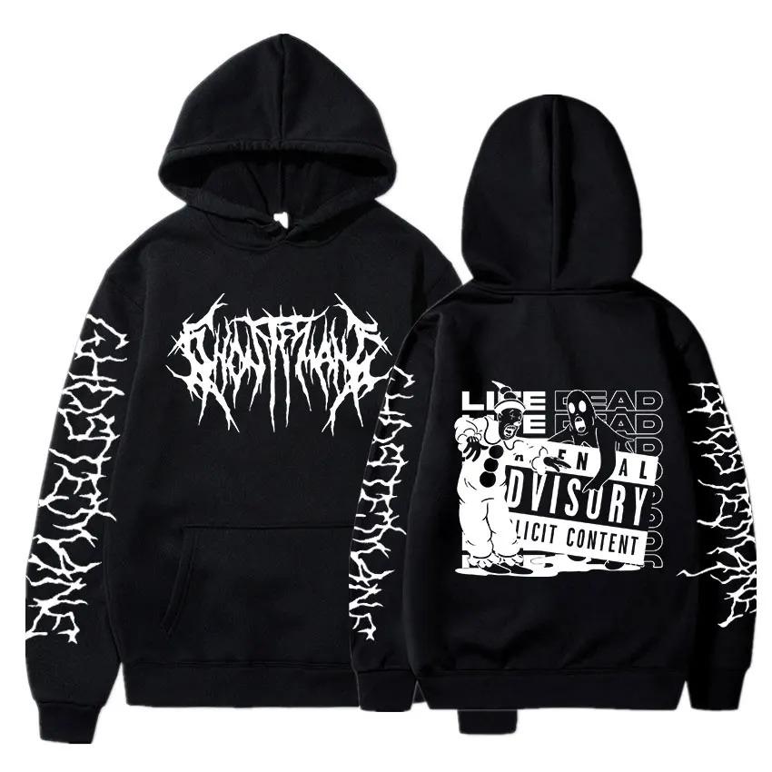 Geister Doppelseitiger Druck Hoodie Herren Damen Hip Hop Metal Rock Hoodies Gothic Kleidung Übergroßes Sweatshirt Trainingsanzug Streetwear