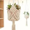 Boho Plant Hanger with Net Pouch Macrame Hanging Basket Cotton Rope Woven Flower Pot for Indoor Outdoor Hanging Succulents