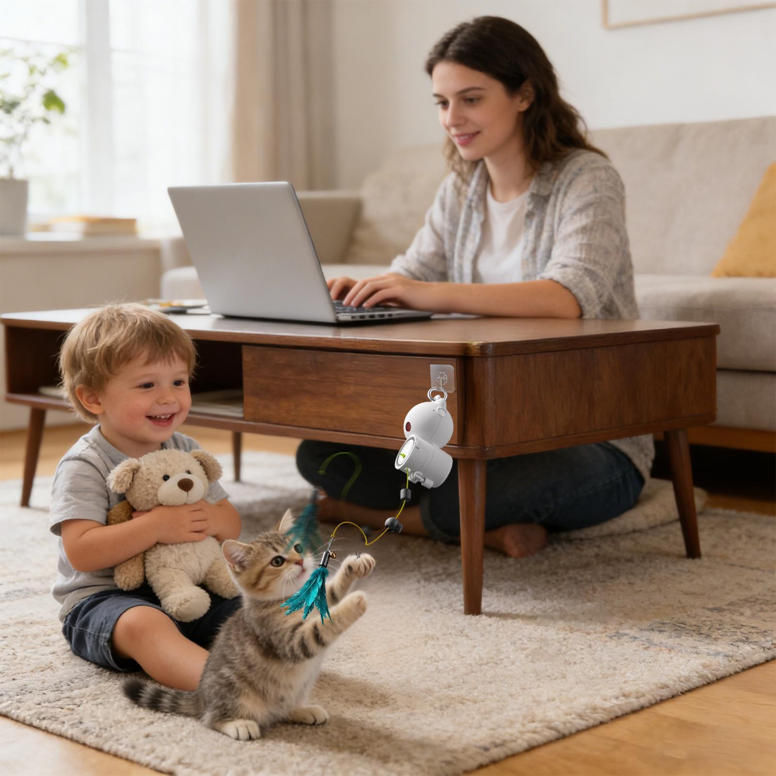 Летающая игрушка-дразнилка для кошек с датчиком движения, автоматическая, перезаряжаемая, умная летающая удочка, подвижная игрушка для котят, маленьких и больших кошек, для игры в помещении дома China Mainland