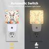 Easter Eggs Bunny Leaves Plug in Night Lights,Watercolor Cute Rabbit Night Light Plug into Wall with Dusk to Dawn Sensor Decor for Women Men
