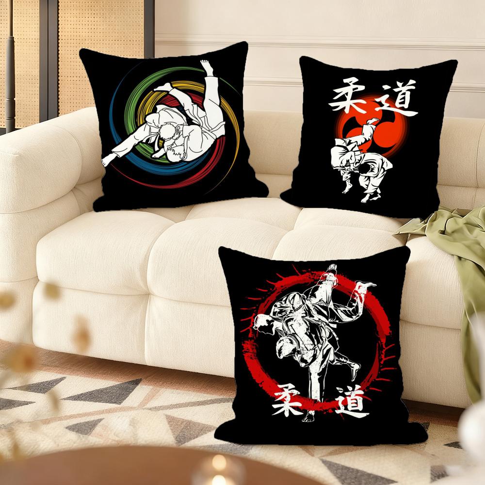 Sports Judo Martial Arts Cushion Cover Soft Plush DoubleSided Printed Sofa Pillow Cushion Cover Cozy AllSeason Decor Gift