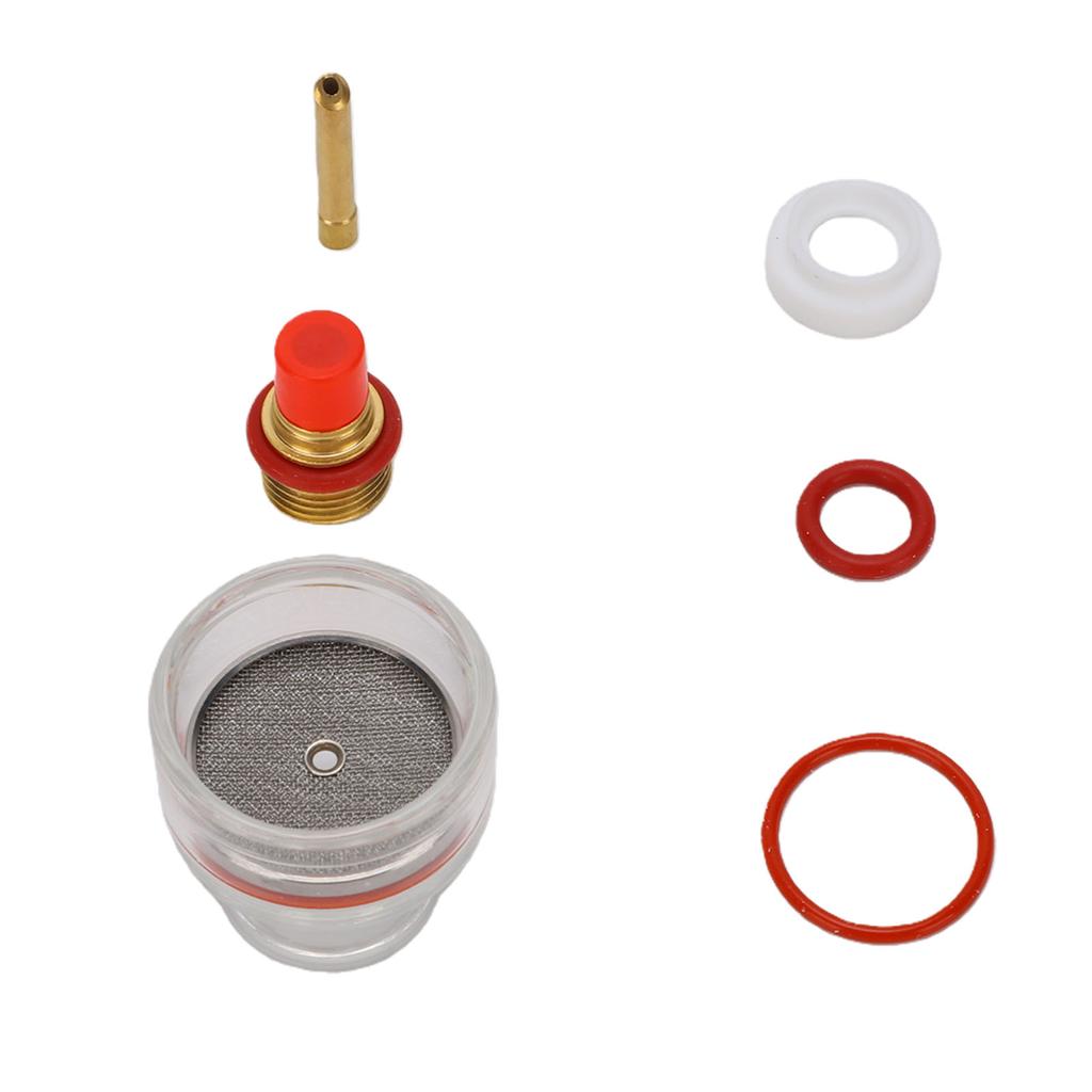 Welding Cup Kit Fit for WP 17 18 26 Torch Glass Gas Lens Ceramic Gasket Brass Collet Silicone Rings 1Celsius16 Inch 1.6mm