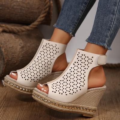 Fashion Women Chunky Wedge Heel Sandals Women 2024 Summer Peep Toe Platform Sandles Woman Non Slip Zipper Gladiator Shoes Plus Size 43