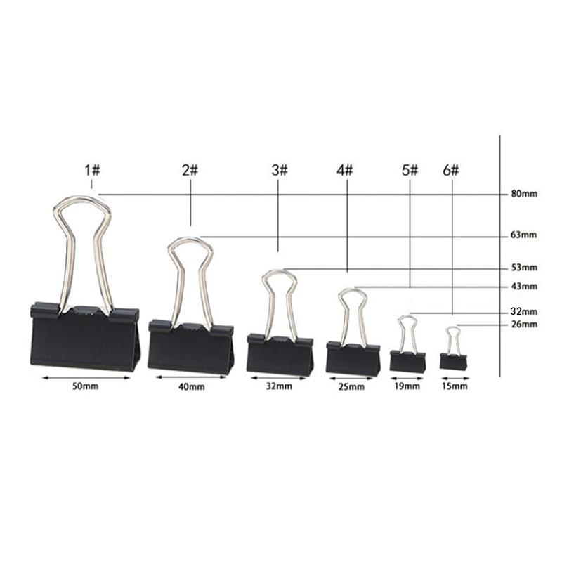 10 STÜCKE Metall Büroklammer 19 25 32 41 51mm Foldback Metall Binder Clips Schwarz Griffklemmen Papier Dokument Büro Schule Schreibwaren