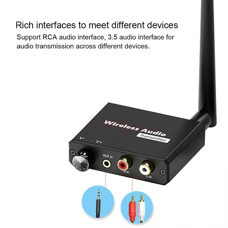 2.4G Digital Wireless Music Adapter, 50M Audio Transmitter and Receiver Kit with 3.5mm R/L AUX for TV Box, DVD, PC