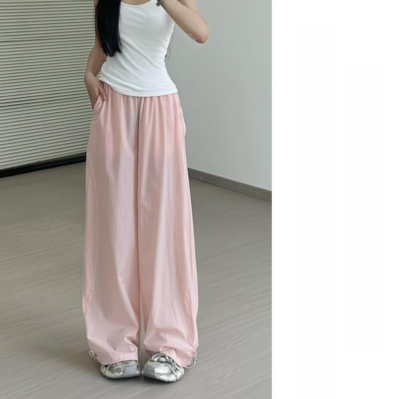 Womens Cargo Pants Summer Thin High Waist Wide Leg With Pockets For Casual Streetwear