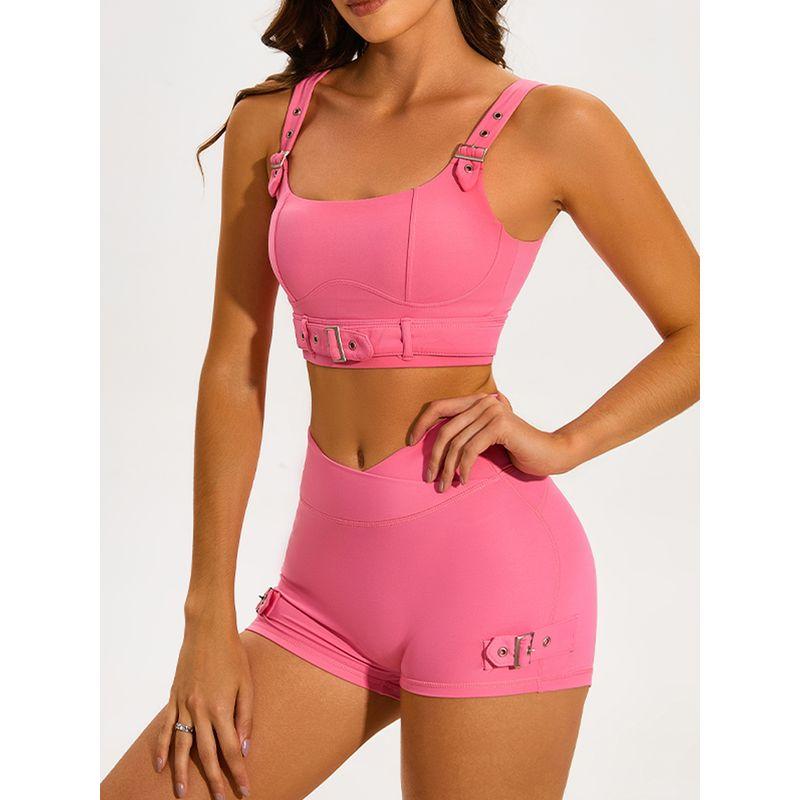 Fashion Locomotive Style Fitness Suit Women's Bubble Wrap Push up Sports Bra Sexy Yoga Clothes Bra Shorts Two-piece Set