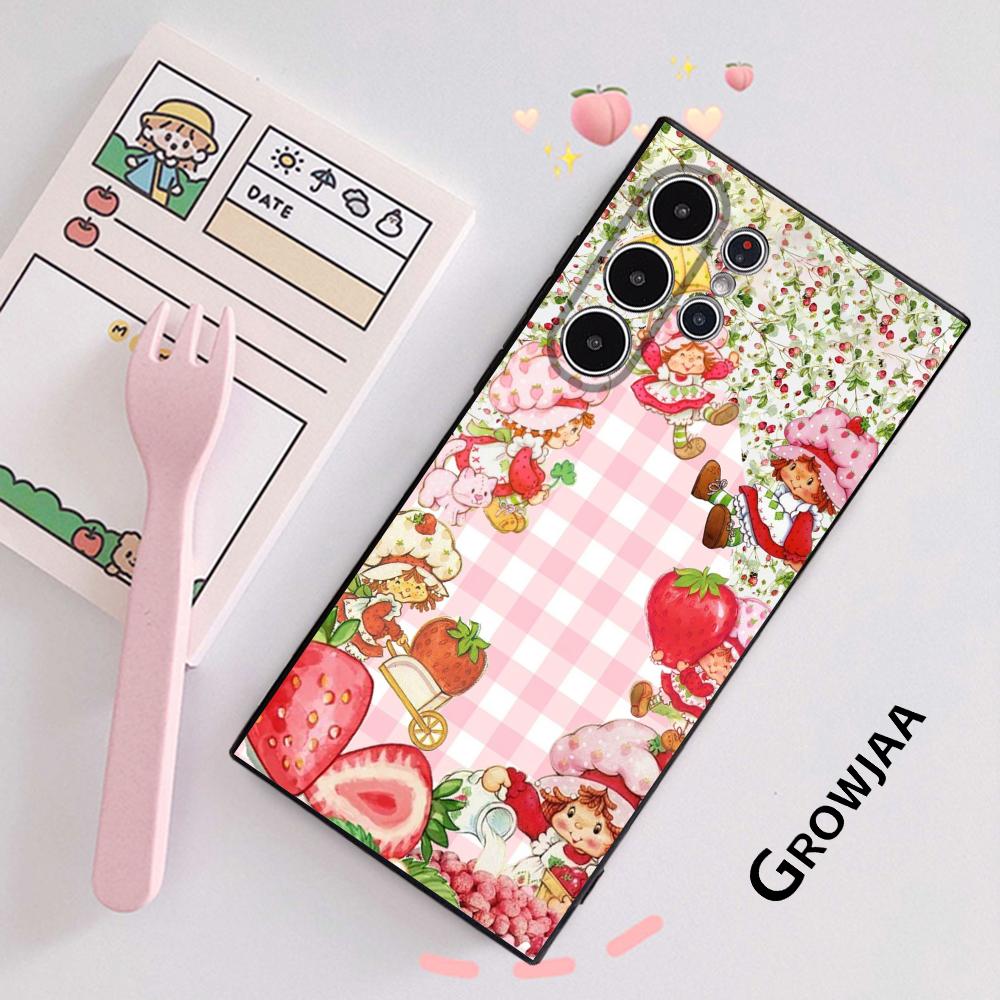 Strawberry Pink S-Shortcake Phone Case Samsung Galaxy S25 S24 S22 S23 Ultra S21 S20 Plus 5G Frosted Non-Slip Full Soft Cover
