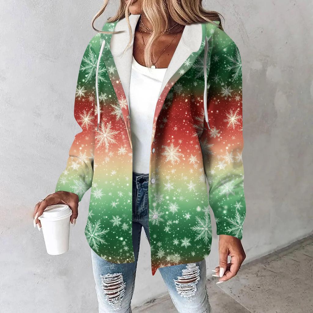 Damekåpe Casual Og Moteriktig Sammensatt Tykk Og Varm Trykt Hettejakke