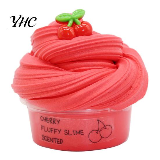 Soft 60ml Butter Slime Non-sticky with Charm Super Stress Relief Fruit Cherry Toy for Children Tear Resistant