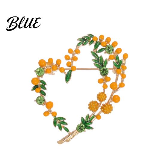 Hat Decoration Vintage Oil Drop Mimosa Fruit Brooch Love Wreath