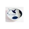 Hasami ware coneco cat-patterned bowl and plate set of 4. A great gift for cat lovers. Microwave and dishwasher safe. Made in Japan. Product code: