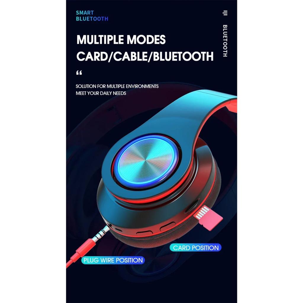 Foldable Bluetooth Headsets  Wireless Headphones with Mic Stereo Earphone Support TF Card FM for Xiaomi Iphone Sumsamg Phone