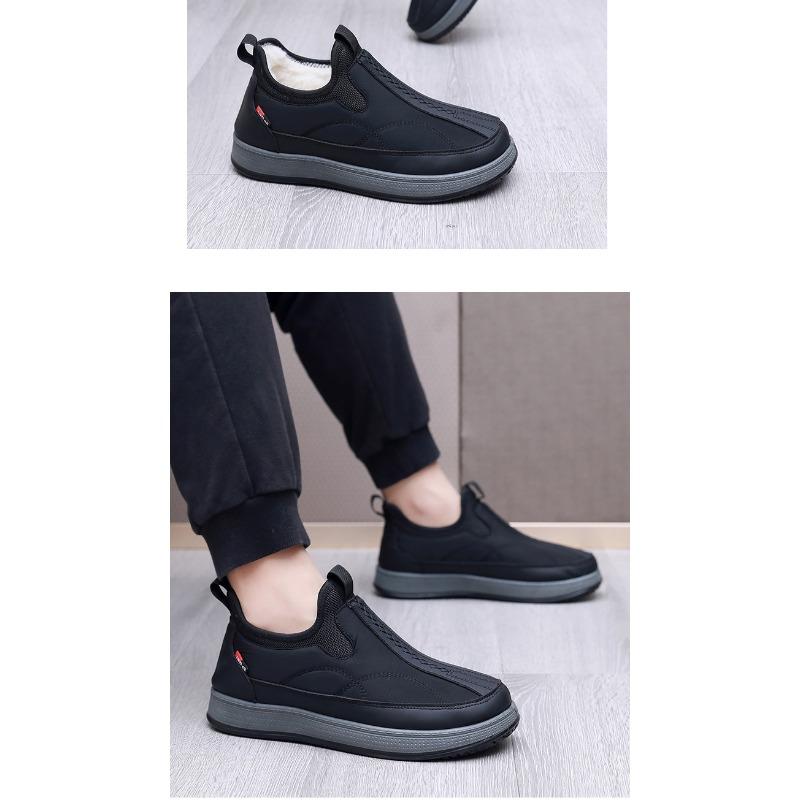 Bottes d'hiver pour homme en peau de mouton véritable, chaussures de neige imperméables à enfiler avec doublure en peau de mouton, bottes décontractées confortables antidérapantes pour homme