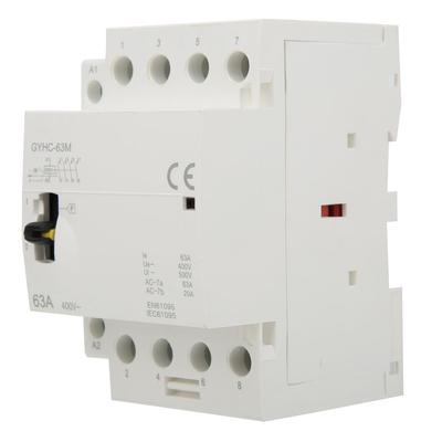 4P 63A 220V 50Hz DIN Rail Household AC Contactor with Manual Control Switch