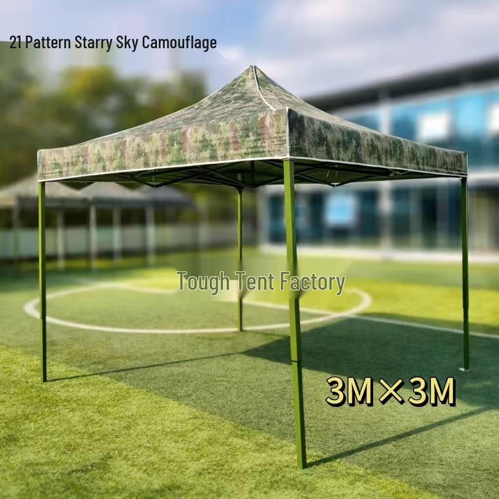 Camouflage Four-Corner Telescopic Tent with Side Walls – Cold Protection, Sun Shade, Waterproof Oxford Cloth