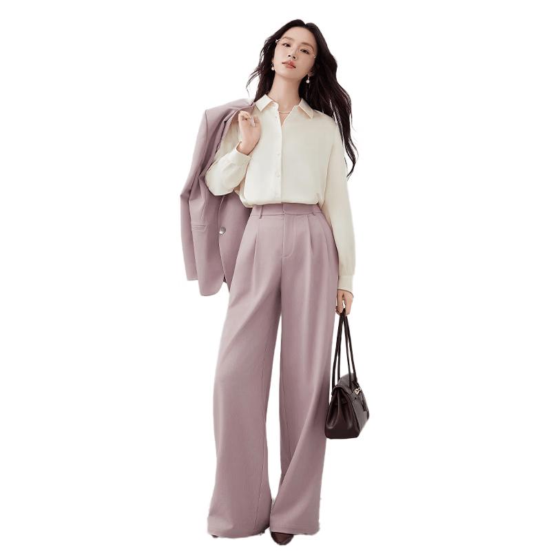 Women s Casual High-Waist Wide-Leg Suit Pants M