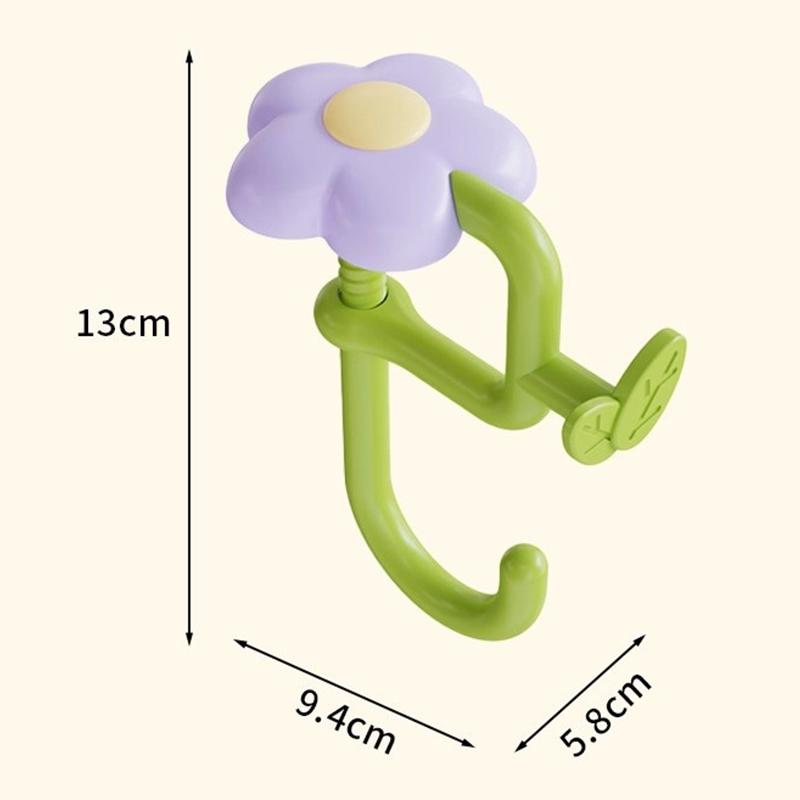 Desktop Storage Hook Flower-Shaped Adjustable Hook Desk Edge Hook Removable For Office Headphones Backpacks