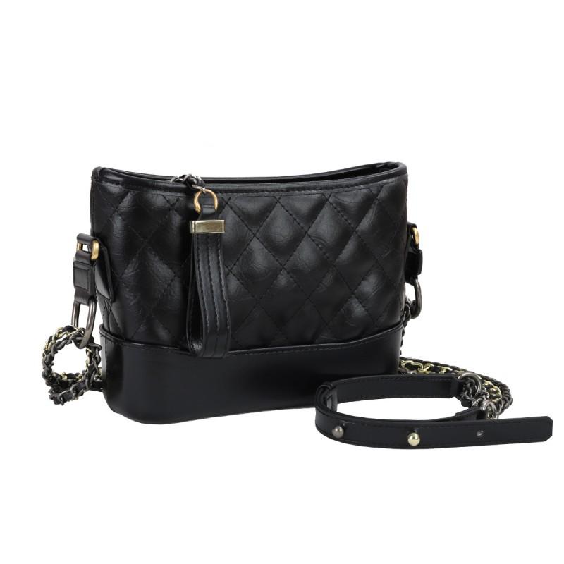 Fashion Genuine Leather Vagrant Bag Lattice Chain Contrast Bucket Net Red Shoulder Cross-body