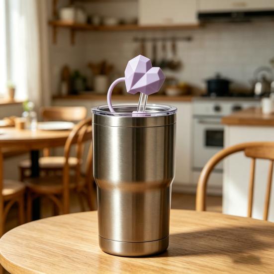 Multi-face Heart Silicone Straw Cap Reusable Straw Cover Leak-Proof Dust-Proof Straw Tip Fits 10mm Straws for Water Bottles And Tumblers