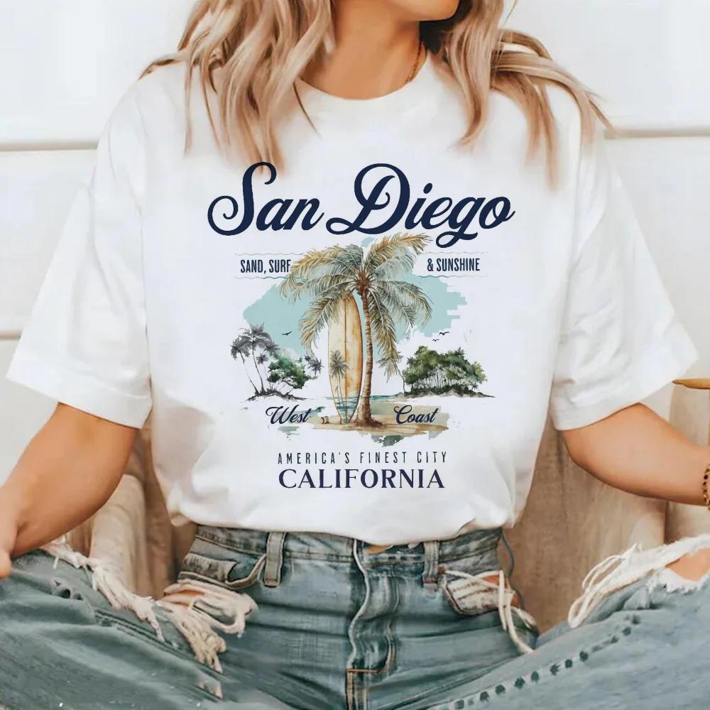 Short Sleeved Fashion Trend Top Street Versatile T-Shirt Pattern Round Neck Polyester Fabric T-Shirt Women's Printed Travel T-Sh