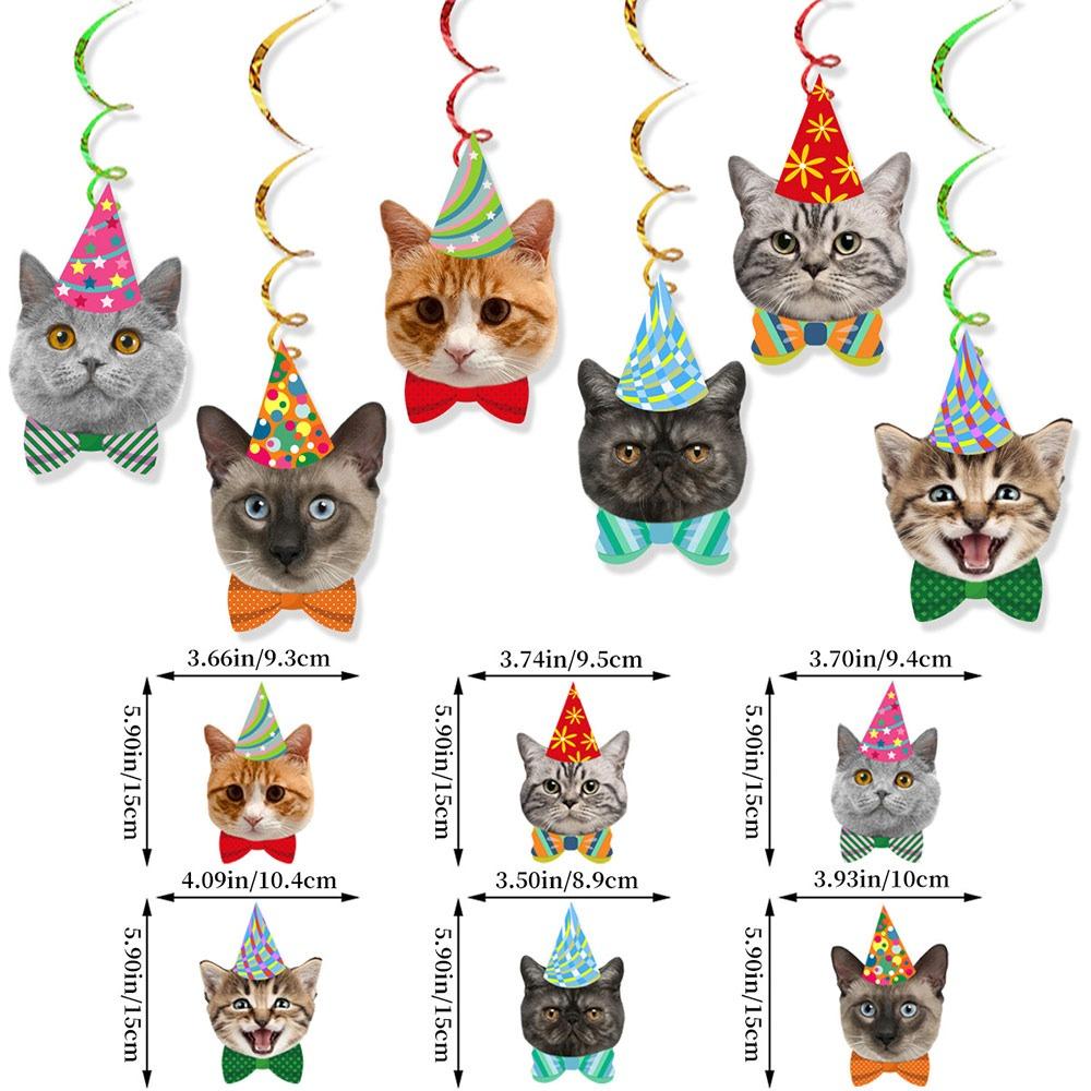 

Animal Themed Pet Cat Party Banner Cartoon Cat Mixed Pattern Cartoon Cat Garland Multicolor Pet Cat Celebration Birthday Banner