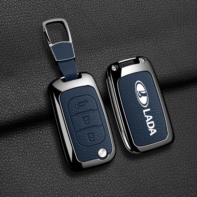 Zinc Alloy Leather Car Remote Key Cover Key Case Lada Lada Vesta Granta Xray Kalina Priora Sedan Sport Key Fob Car Key Cover