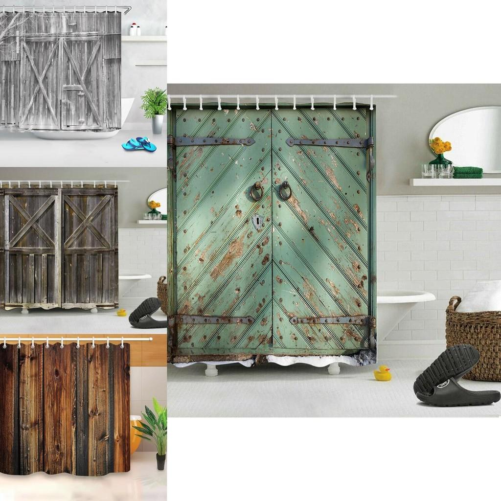 Versatile And Stylish 3d Print Fabric Rustic Wood Shower Curtain Set For Every Home