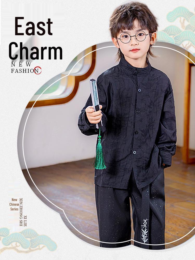 Boys' Chinese Style Hanfu Set - Spring/Autumn Shirt & Outfit for Performances and Formal Events