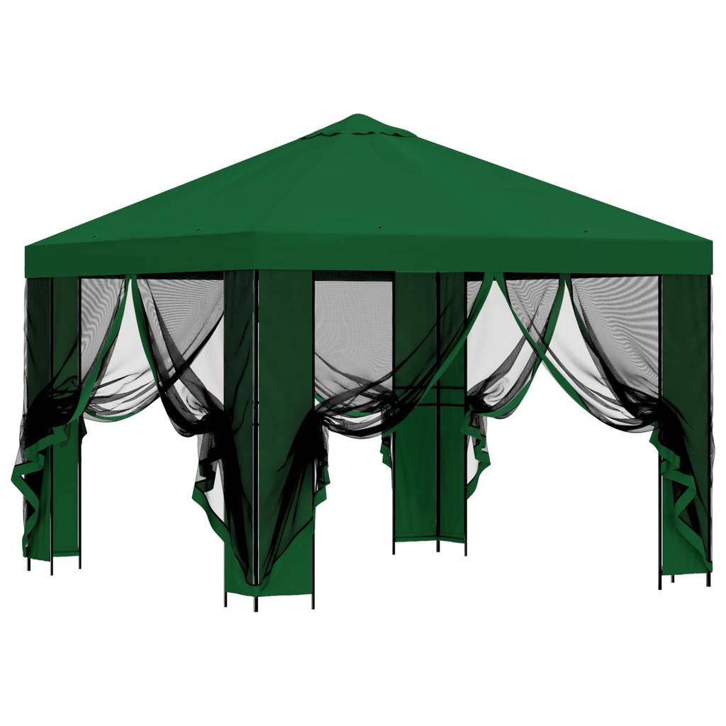 Garden Pavilion with Side Walls 3 X 3 M Green