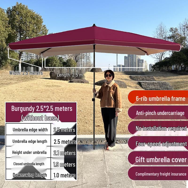 

Large Square Outdoor Patio Umbrella - Thick, Durable Sunshade for Street Stalls and Commercial Use