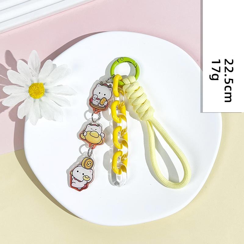 

Cute Animals Keychain Charms With Plush Ball Cartoon Key Chain Bag Hanging Decor Pendant Phone Strap Rope Accessories For IPhone