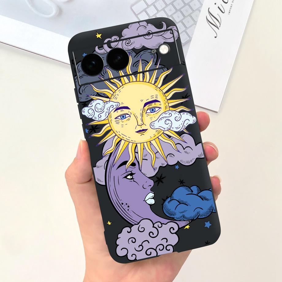 Für Google Pixel 7 Pro Hülle Weiche Silikon Handyhülle Für Pixel7 Google 7Pro Stoßfänger Niedliche Mode Cartoon Hülle Katze Mond Nacht Tasche