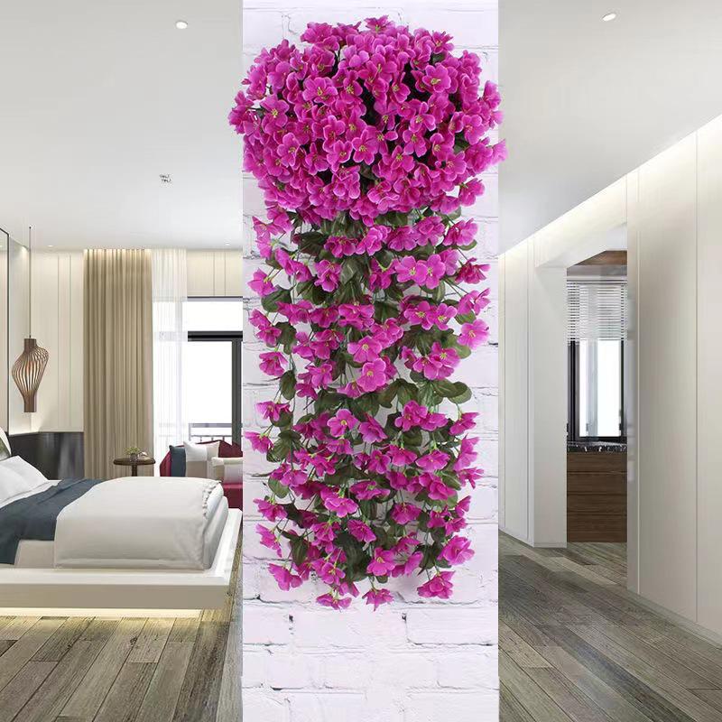 Artificial Violet Flower Vine - Silk Rose Hanging Decor for Weddings and Walls