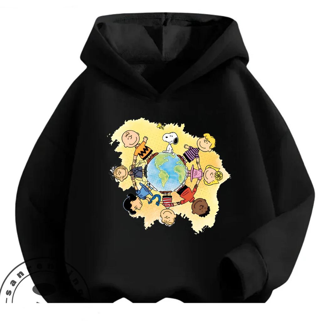 New Autumn Kawaii Hooded Sweatshirt Cute Cartoon Casual Street Style Kids Hoodie Snoopy Boys Girls