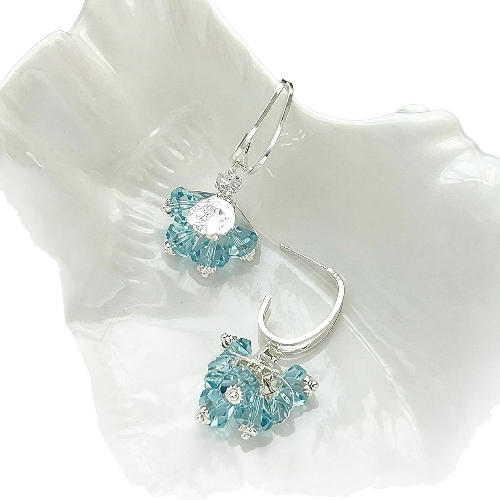Elegant Blue Crystal Tassel Dangle Earrings for Women