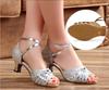Latin Dance Shoes For Women Mid Heel Sneakers Square Dance Shoes Sandals Square Ballroom Satin Banquet Ladies Shoes